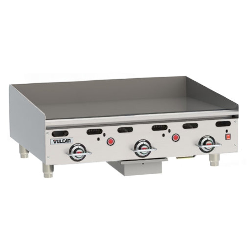Vulcan 936RX-30 Countertop Heavy Duty Gas Griddle w/ 3 Snap-Action Thermostatic Controls and Extra Deep Plate 36" NG - 81,000 BTU
