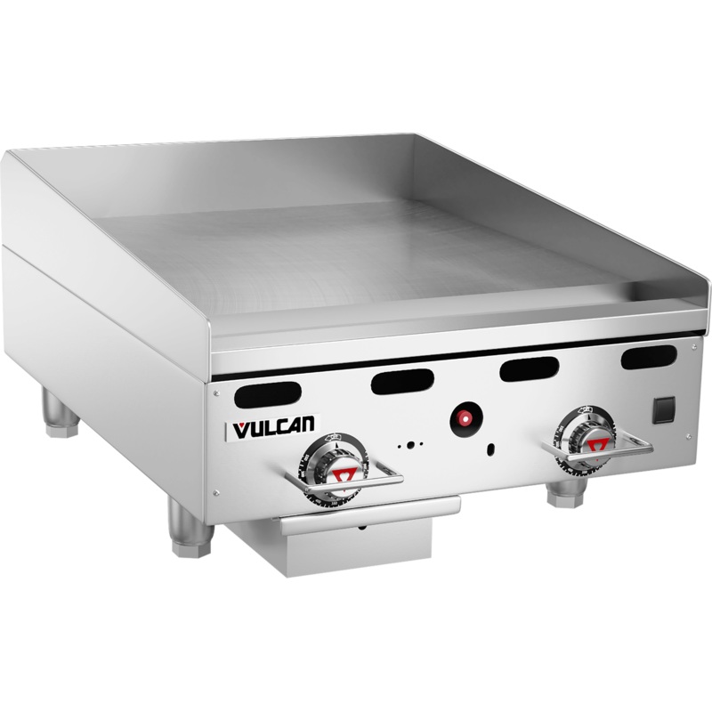 Vulcan MSA24-101 Countertop Natural Gas Griddle w/ 2 Snap Action Thermostatic Controls 24" - 54,000 BTU