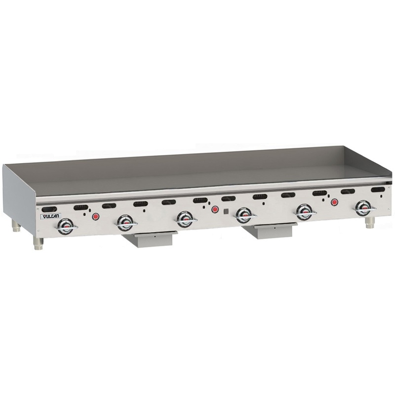 Vulcan MSA72-101 Countertop Natural Gas Griddle w/ 6 Snap Action Thermostatic Controls 72" - 162,000 BTU