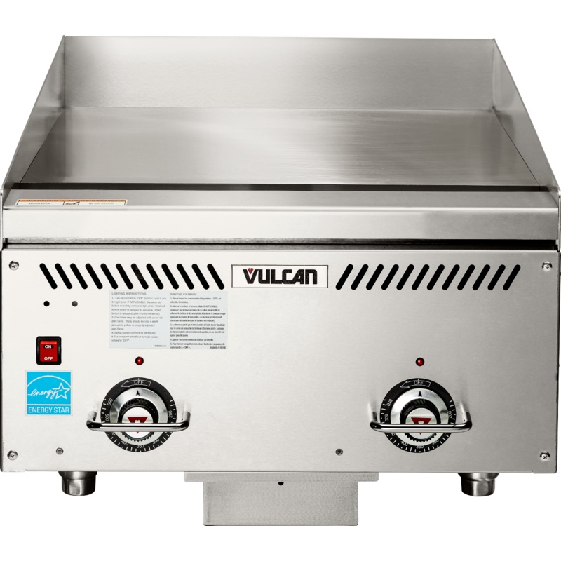 Vulcan VCCG24-AS Countertop Heavy Duty Natural Gas Griddle w/ 2 Atmospheric Burners & Steel Plate 24" - 60,000 BTU