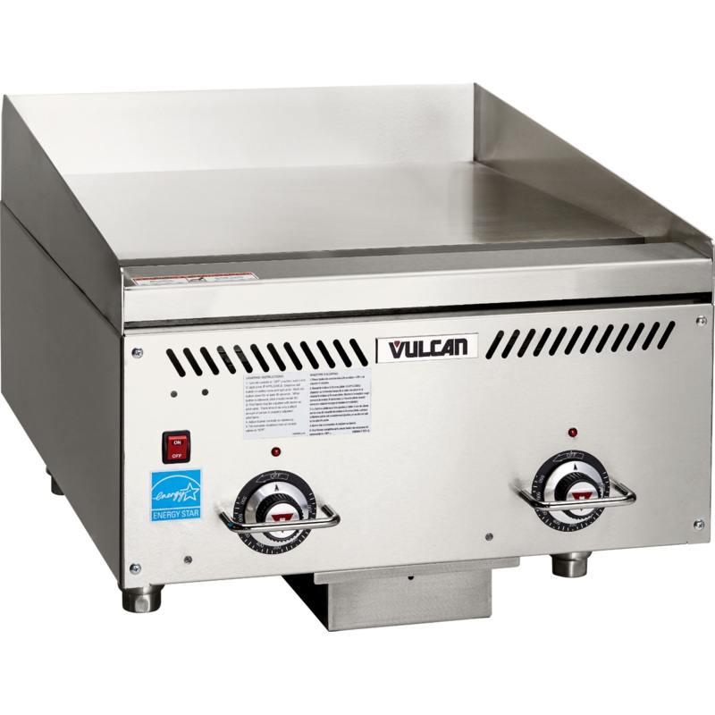 Vulcan VCCG24-IC Countertop Heavy Duty Natural Gas Griddle w/ 2 IRX Infrared  Burners & Rapid Recovery Composite Plate 24" - 48,000 BTU
