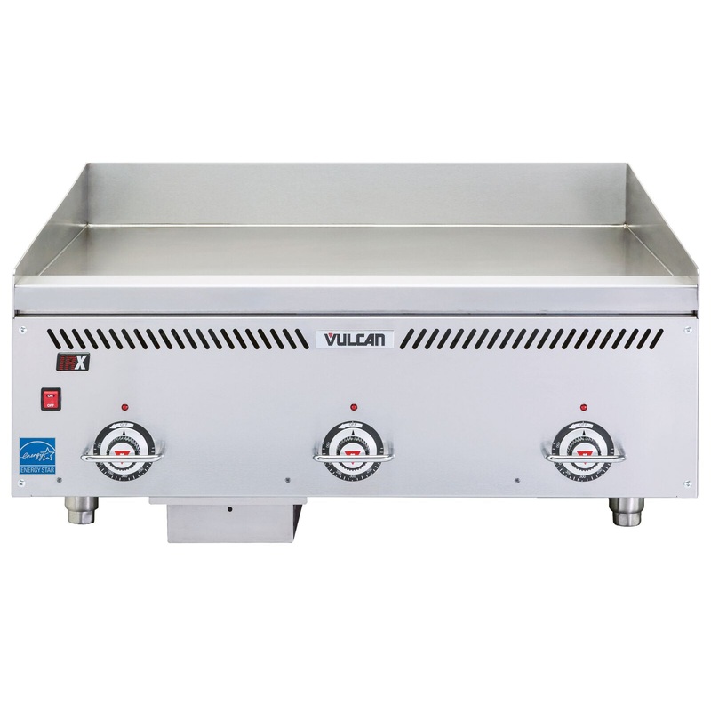 Vulcan VCCG36-AC Countertop Heavy Duty Natural Gas Griddle w/ 3 Atmospheric Burners & Rapid Recovery Composite Plate 36" - 90,000 BTU