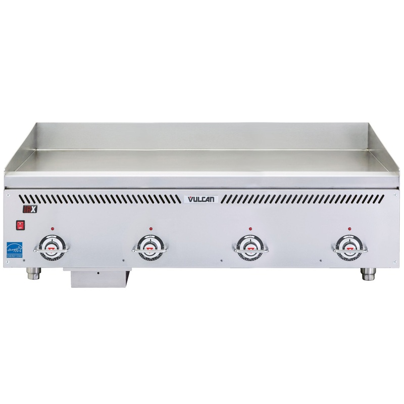 Vulcan VCCG48-AC Countertop Heavy Duty Natural Gas Griddle w/ 4 Atmospheric Burners & Rapid Recovery Composite Plate 48" - 120,000 BTU