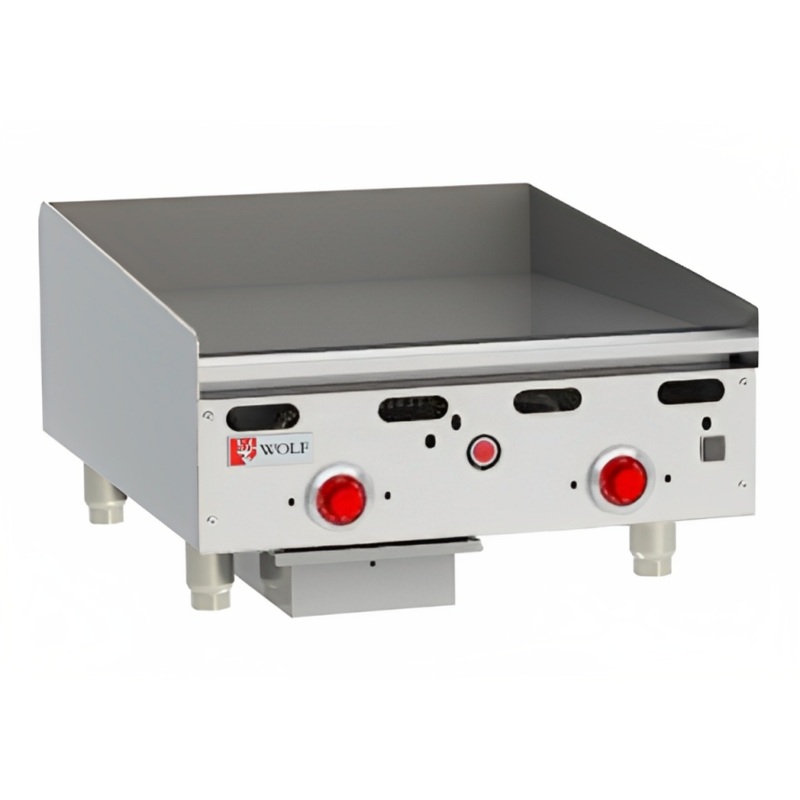 Wolf ASA24-30 - Countertop Heavy Duty Gas Griddle w/ 2 Snap-Action Thermostatic Controls and Extra Deep Plate 24" NG - 54,000 BTU