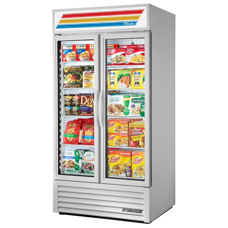 True GDM-35F-HC~TSL01 White 2 Glass Swing Door Merchandiser Freezer 39-1/2" - 35 cu. ft.- 115v