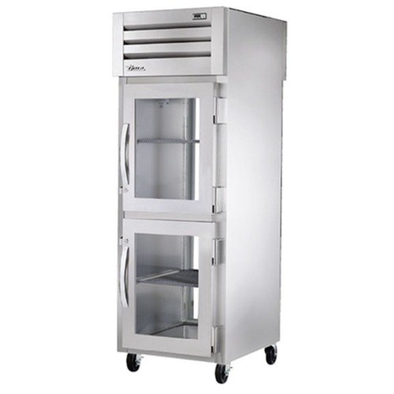 True STA1RPT-2HG-1G-HC Spec Series 1-Section 2 Glass Half Door Front / 1 Glass Door Rear Pass-Thru Refrigerator 27" - 31 cu. ft. - 115v
