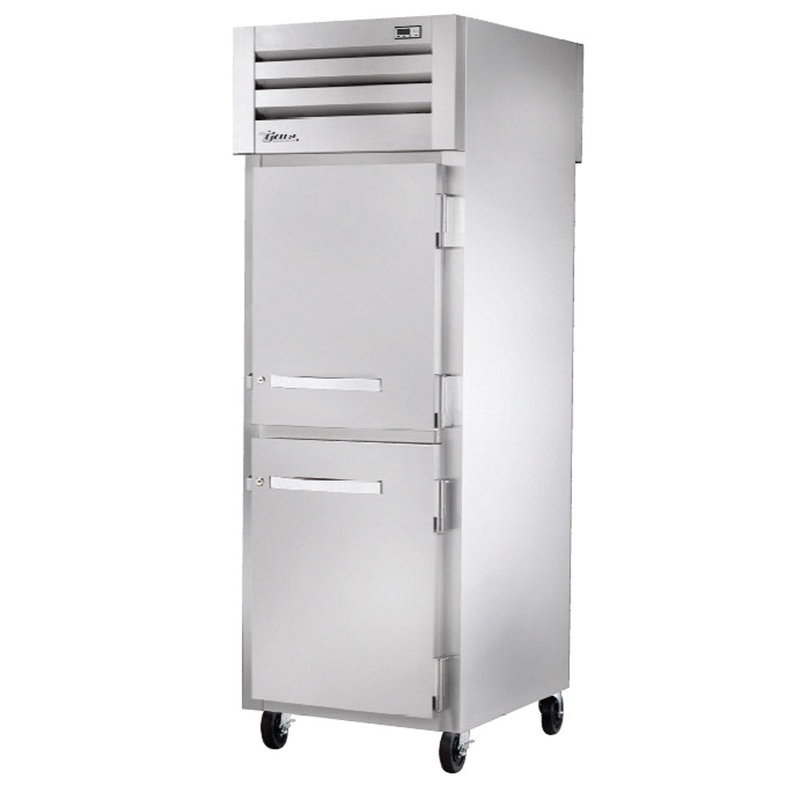 True STA1RPT-2HS-1S-HC Spec Series 1-Section 2 Solid Half Door Front / 1 Solid Door Rear Pass-Thru Refrigerator 27" - 31 cu. ft. - 115v