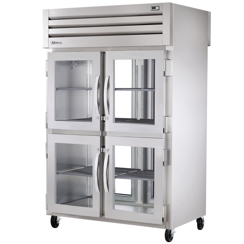 True STA2RPT-4HG-2G-HC Spec Series 2-Section 4 Glass Half Door Front / 2 Glass Door Rear Pass-Thru Refrigerator 52" - 56 cu. ft. - 115v