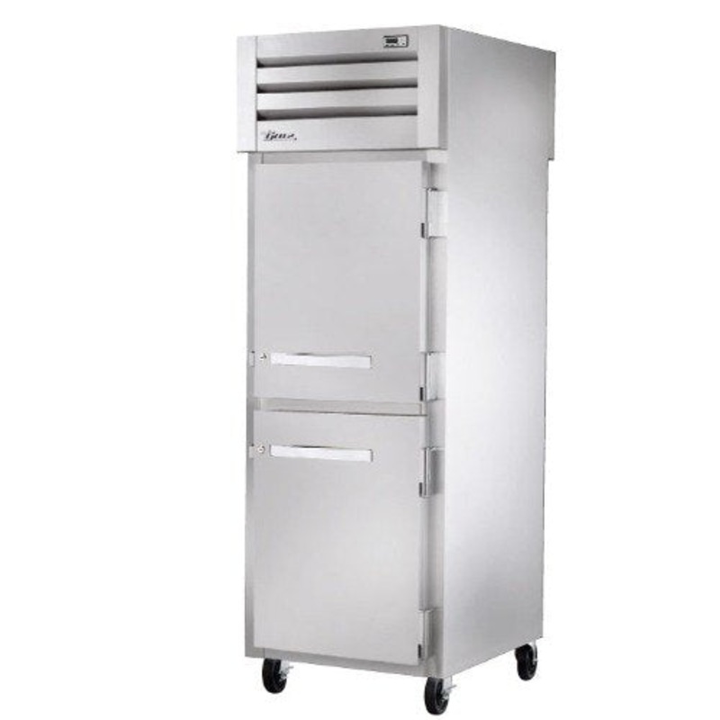 True STG1RPT-2HS-1G-HC Spec Series 1-Section 2 Solid Half Door Front / 1 Glass Door Rear Pass-Thru Refrigerator 27" - 115v