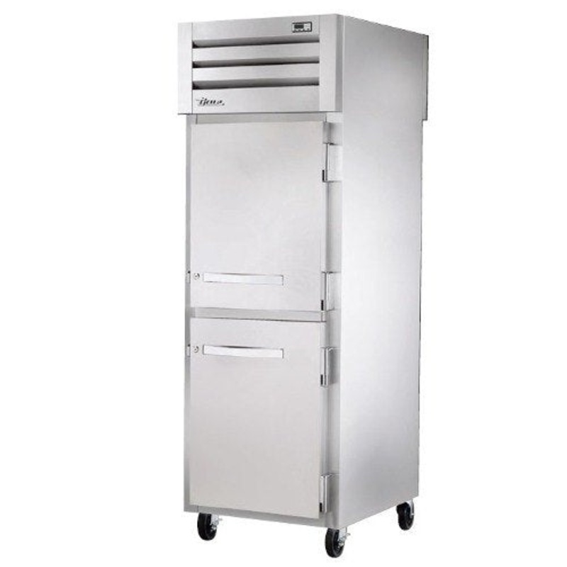 True STG1RPT-2HS-1S-HC Spec Series 1-Section 2 Solid Half Door Front / 1 Solid Door Rear Pass-Thru Refrigerator 27" - 115v