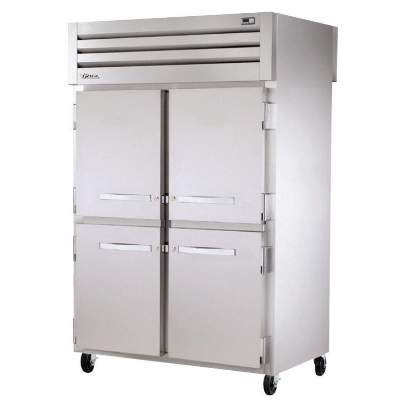 True STR2RPT-4HS-2S-HC Spec Series 2-Section Solid Half Door Front / Solid Full Door Rear Pass-Thru Refrigerator 52" - 56 cu. ft. - 115v