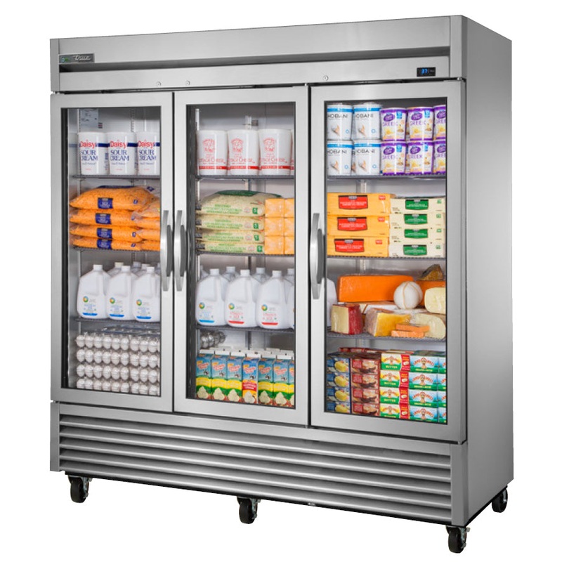 True T-72G-HC~FGD01 3-Section Left/Right/Right Hinged 3 Glass Swing Door Reach-In Refrigerator 78" - 72 cu. ft. - 115v