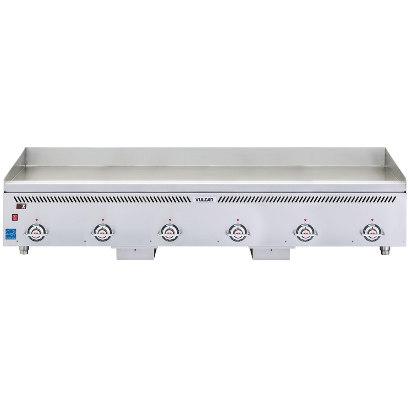 Vulcan VCCG72-AS Countertop Heavy Duty Natural Gas Griddle w/ 6 Atmospheric Burners & Steel Plate 72" - 180,000 BTU