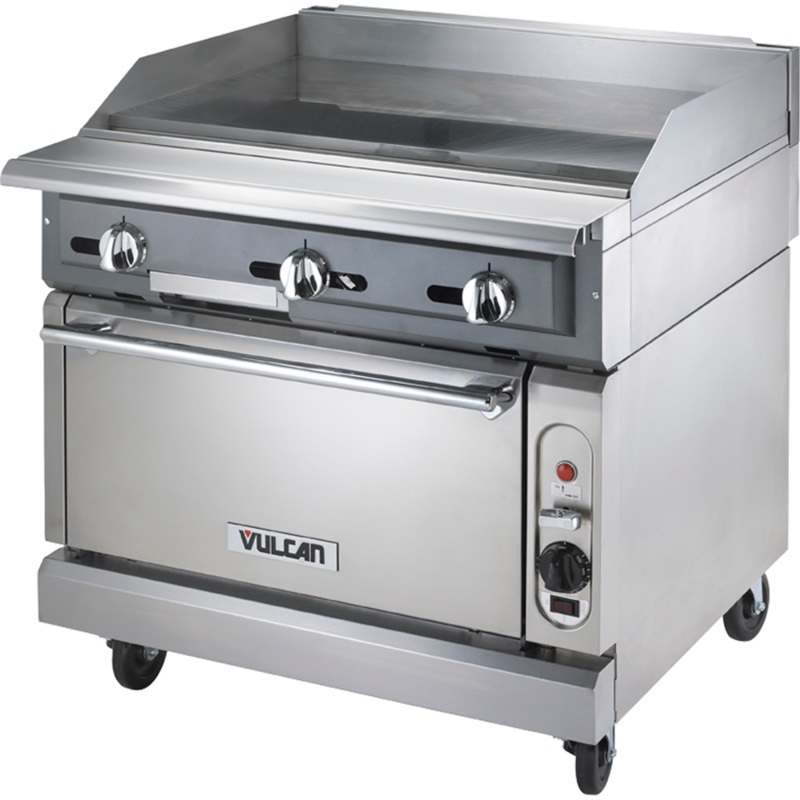Vulcan VGM36C V Series Heavy Duty Range Manual Gas Griddle w/ Convection Oven 36" NG - 122,000 BTU