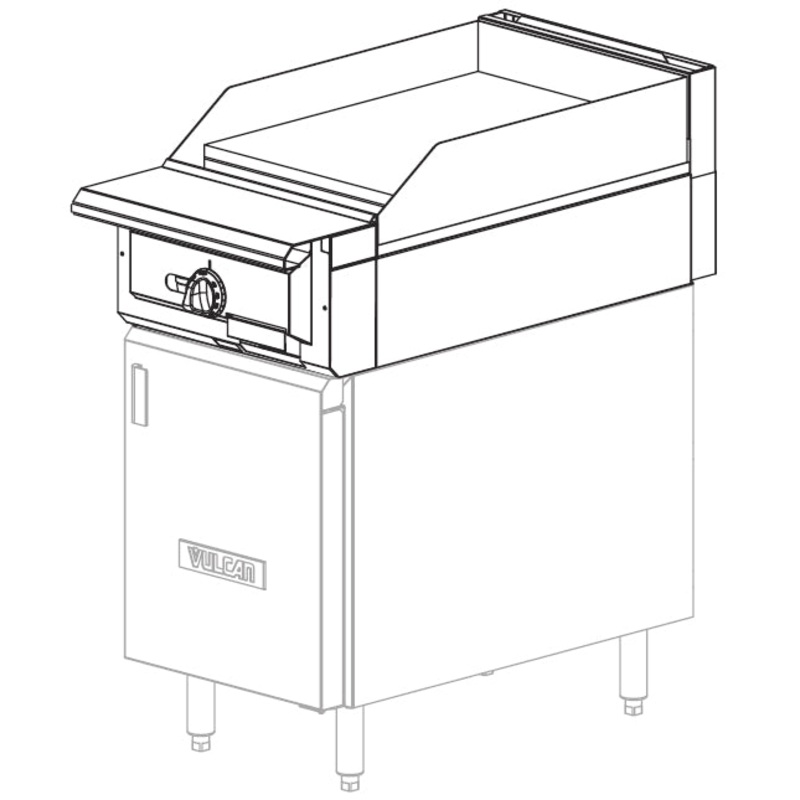 Vulcan VGT18 - V Series Heavy Duty Range Snap Action Thermostatic Gas Griddle Modular 18" NG - 30,000 BTU