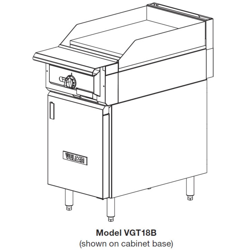 Vulcan VGT18B - V Series Heavy Duty Range Snap Action Thermostatic Gas Griddle with Cabinet Base 36" NG - 30,000 BTU