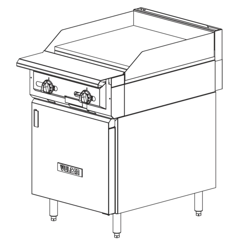 Vulcan VGT24 - V Series Heavy Duty Range Snap Action Thermostatic Gas Griddle Modular 24" NG - 60,000 BTU