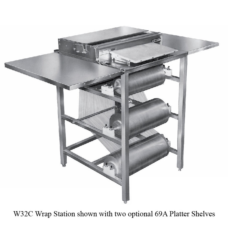 Hobart W32C-5 Hand Wrap Station with 3 Roll Film Capacity & Built-In Hot Plate - 120v/60/1