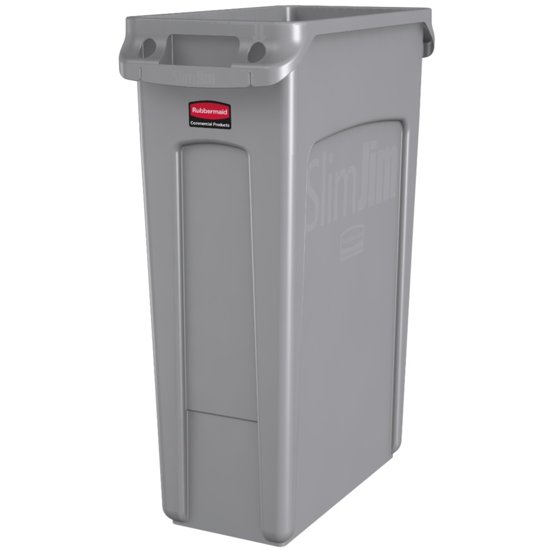 Rubbermaid FG354060GRAY Vented Slim Jim Rectangular Waste Container / Trash Can 23 Gal. - Gray