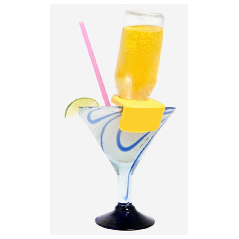 SC01 Margarita Clip Bottle Holder for Slant Angled Glass - Yellow - No Logo
