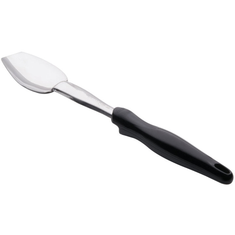 Vollrath 64136 Jacob's Pride Heavy Duty Stainless Steel 3-Sided Solid Basting Spoon with Black Ergo Grip Handle 13-5/16"OAL
