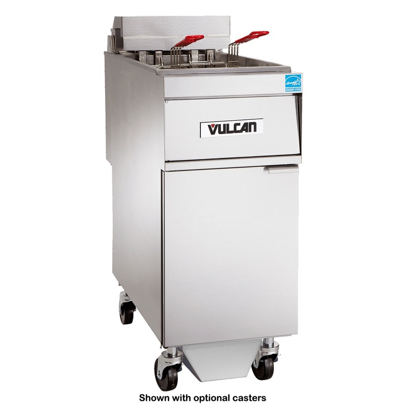 Vulcan 1ER50AF Electric Floor Fryer with Analog Controls and KleenScreen Filtration - Holds 50 lbs. - 208/3-ph, 17kW