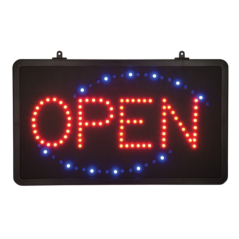 Winco LED-6 Horizontal Hanging Rectangle "Open" LED Sign with Single Flashing Pattern 22" x 13"