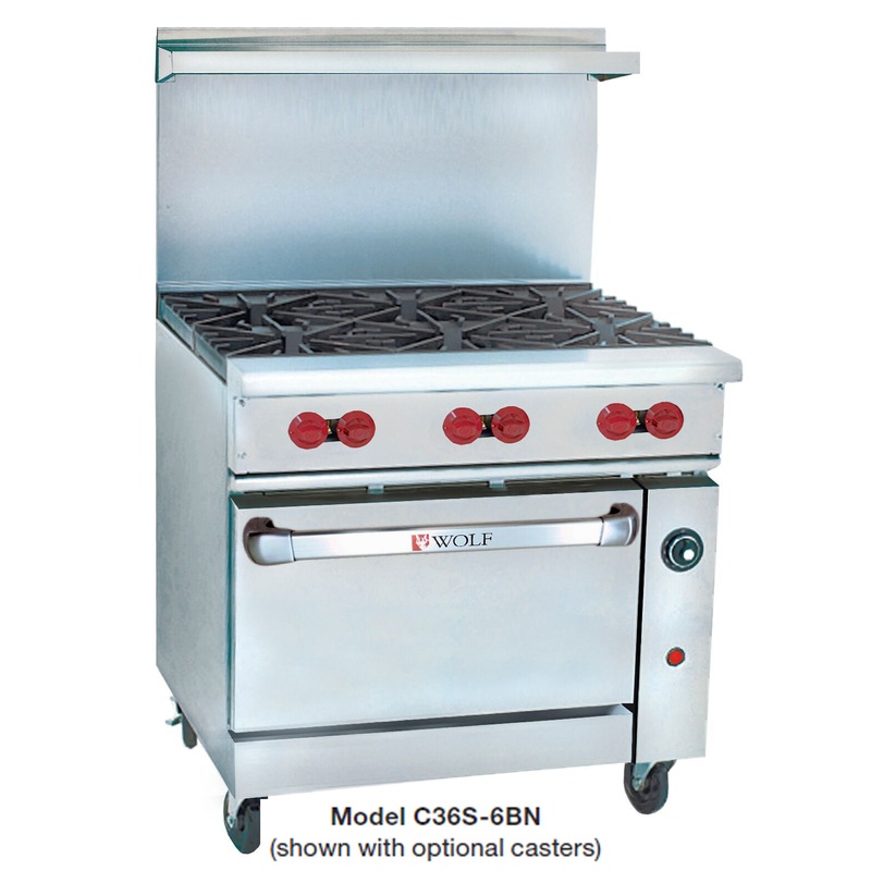 Wolf C36S-6BN Challenger XL Restaurant Gas Range w/ Standard Oven & 6 Burners 36" NG - 215,000 BTU