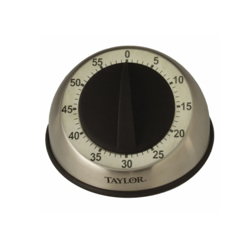 Taylor 5830 Stainless Steel 60 Minute Mechanical Timer with 9 Second Ring - 6/Case