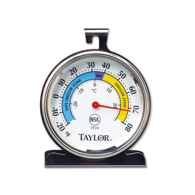 Taylor 5924 Refrigerator & Freezer Thermometer w/ 3 1/4" Dial Face, Stainless - 6ea/Case