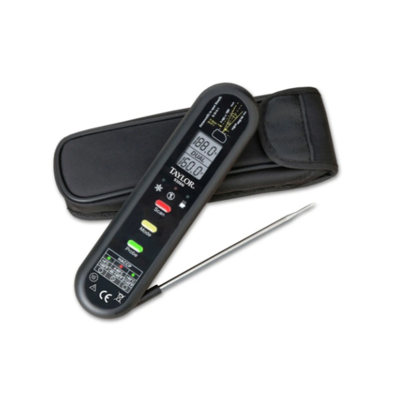 Taylor 9306N Dual Temp HACCP Digital Infrared Thermometer with Folding Thermocouple Probe - (-67 to 572 Degrees F) - 2/Case