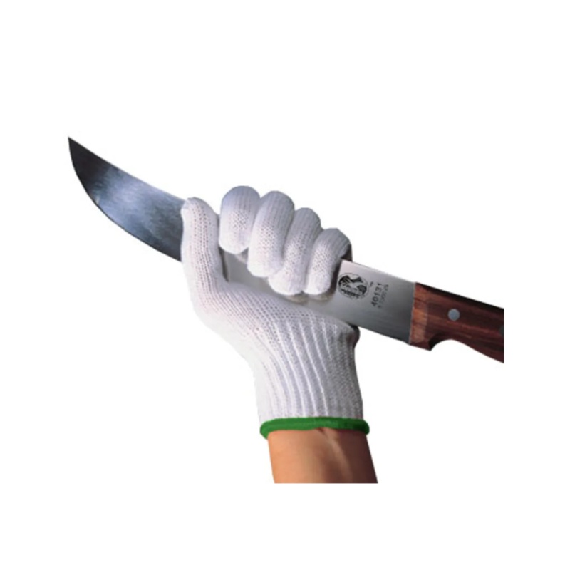 Victorinox - Swiss Army 7.9047.M Medium Cut Resistant Glove - Blended Material, White w/ Green Wrist Band