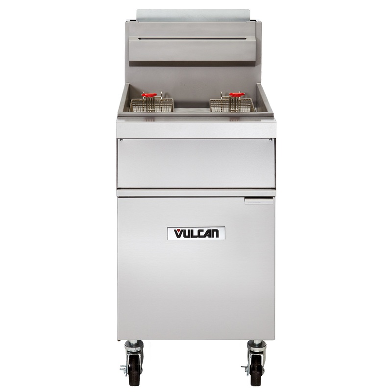 Vulcan 1GR65M-NG Natural Gas Floor Fryer with Millivolt Controls - Holds 65 to 70 lbs. - 150,000 BTU