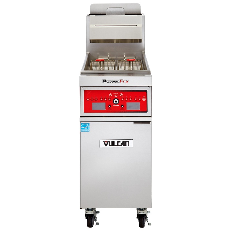 Vulcan 1TR45C One Bank Natural Gas Floor Fryer with PowerFry3 and Computer Controls - Holds 45 to 50 lbs. - 70,000 BTU