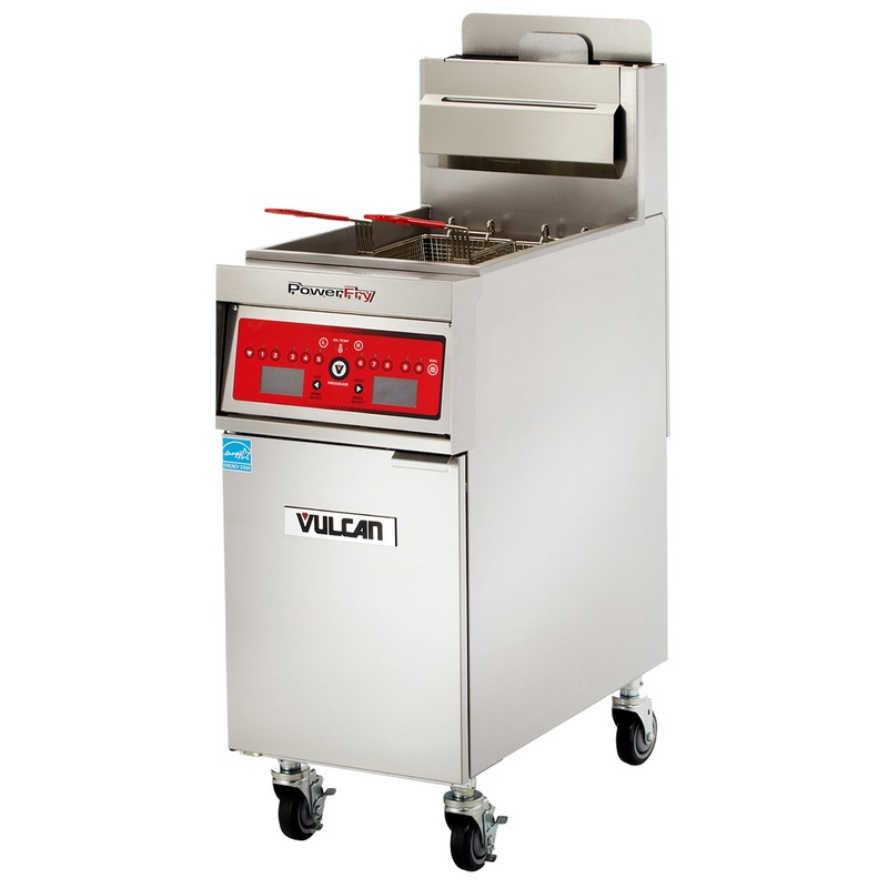 Vulcan 1VK45C One Bank Natural Gas Floor Fryer with PowerFry 5 and Computer Controls - Holds 45 to 50 lbs. - 70,000 BTU