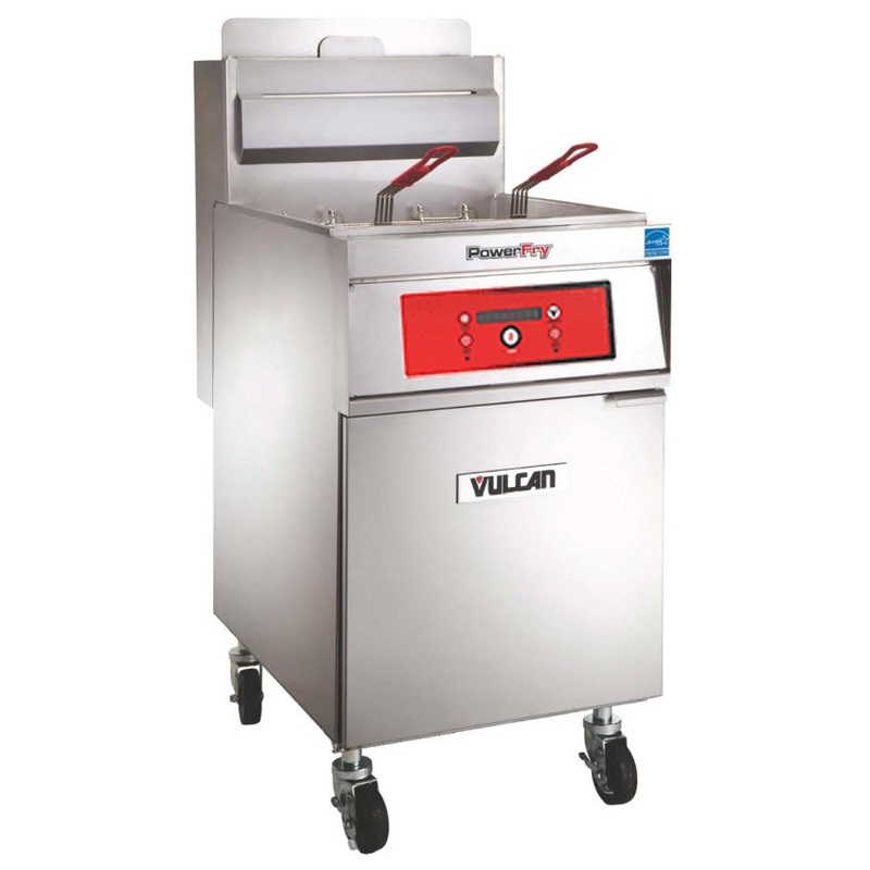 Vulcan 1VK65D One Bank Natural Gas Floor Fryer with PowerFry5 and Solid State Digital Controls - Holds 65 to 70 lbs. - 80,000 BTU