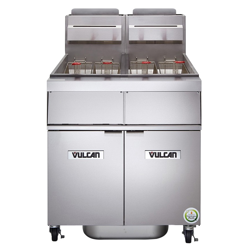 Vulcan 2GR45MF-NG Two Bank Natural Gas Fryer with Millivolt Controls and KleenScreen Filtration - Holds 90 to 100 lbs. - 240,000 BTU