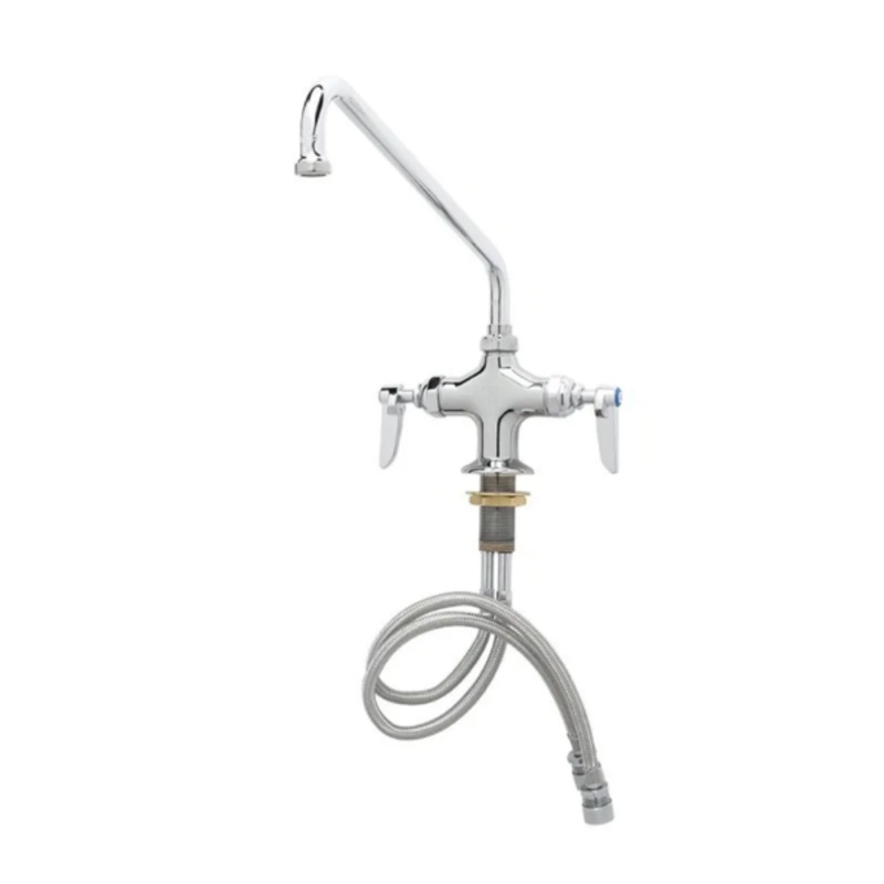 T&S Brass B-0201 Deck Mount Mixing Faucet w/ 12" Swing Nozzle