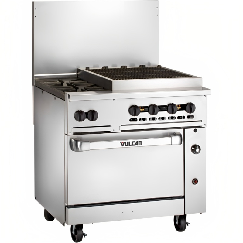 Vulcan 36C-2B24CBP Endurance LP Range 2 Burner w/ Charbroiler & Convection Oven 36" - 159,000 BTU