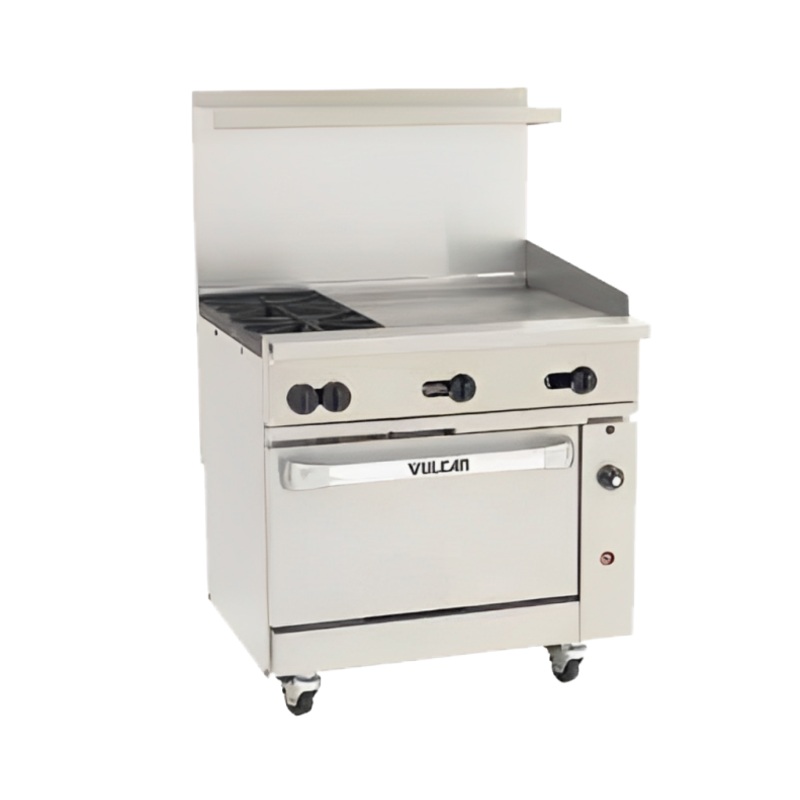 Vulcan 36C-2B24GT Endurance Gas Range 2 Burner w / Thermostatic Griddle & Convection Oven 36" - 135,000 BTU