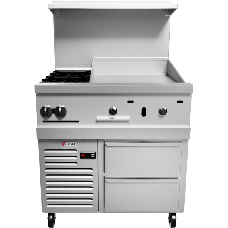 Vulcan 36S-2B24GT Endurance Natural Gas Range 2 Burner w/ 24" Thermostatic Griddle & Standard Oven 36" - 135,000 BTU