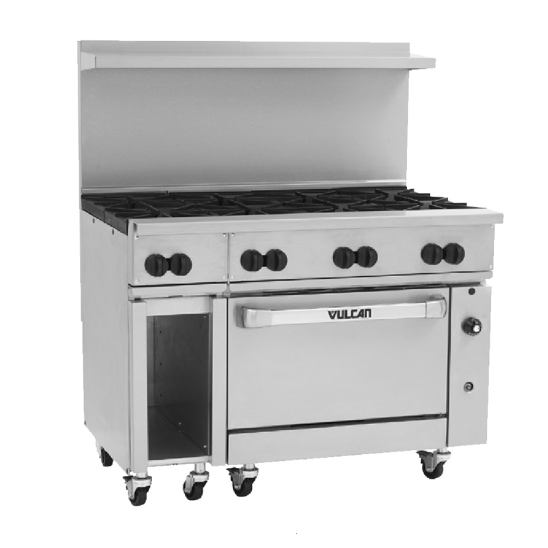 Vulcan 48C-8B Endurance Natural Gas Range 8 Burner w/ Convection Oven & Cabinet - 275,000 BTU