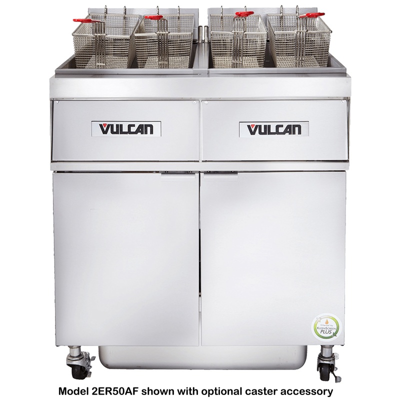 Vulcan 4ER50AF Four Bank Electric Fryer with Computer Controls and KleenScreen Filtration - Holds 200 lbs. - 208v/3-ph, 17kW