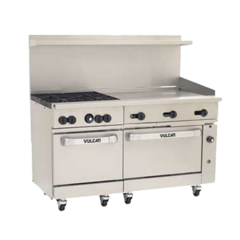 Vulcan 60SC-4B36GT Endurance Natural Gas Range 10 Burners w/ Thermostatic Griddle, Standard, and Convection Oven 60" - 238,000 BTU
