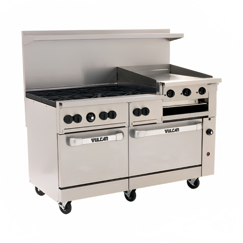 Vulcan 60SC-6B24GB Endurance Natural Gas Range 6 Burners w/ Griddle/Broiler, Standard, and Convection Oven 60" - 278,000 BTU