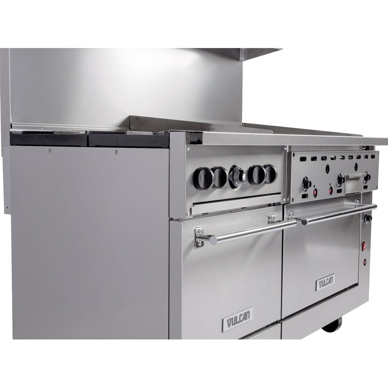 Vulcan 60SS-4B36GT Endurance Natural Gas Range 4 Burners w/ Thermostatic Griddle & 2 Standard Ovens 60" - 238,000 BTU