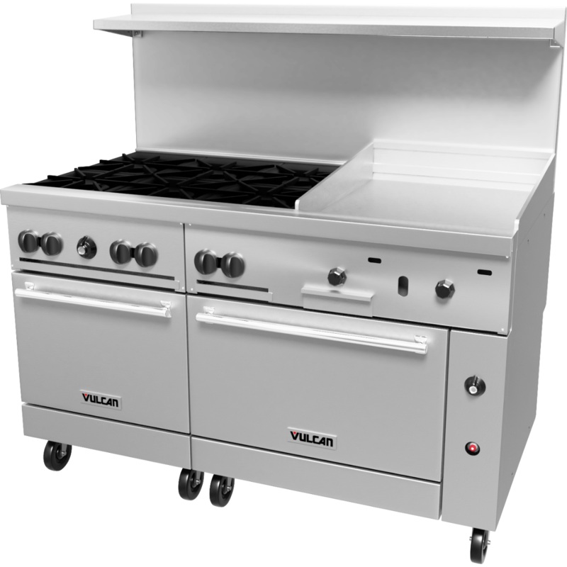Vulcan 60SS-6B24CBP Endurance LP Range 6 Burners w/ Charbroiler & Two Standard Ovens 60" - 302,000 BTU