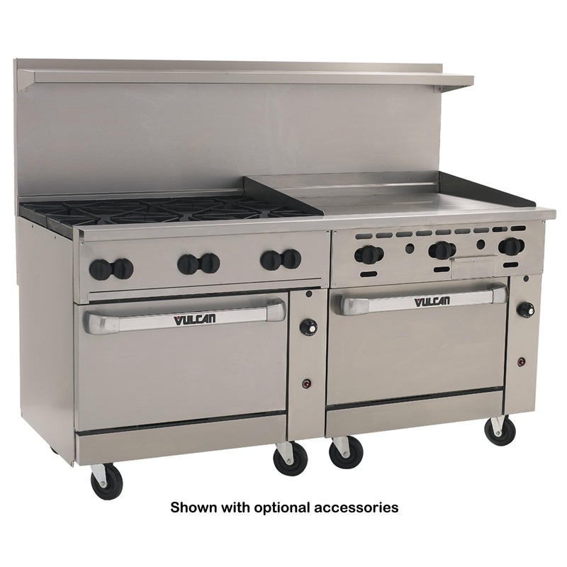Vulcan 72CC-6B36GT Endurance Gas Range 6 Burners w/ Thermostatic Griddle & 2 Convection Ovens 72" - 310,000 BTU