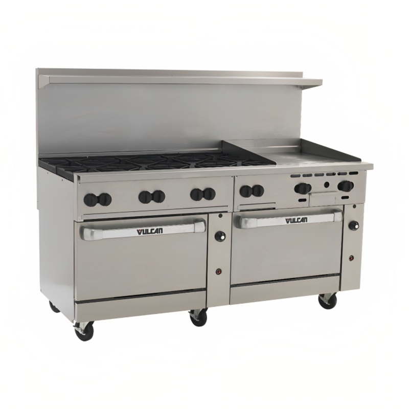 Vulcan 72CC-8B24G Endurance Gas Range 8 Burner w/ Manual Griddle & 2 Convection Ovens 72" - 350,000 BTU