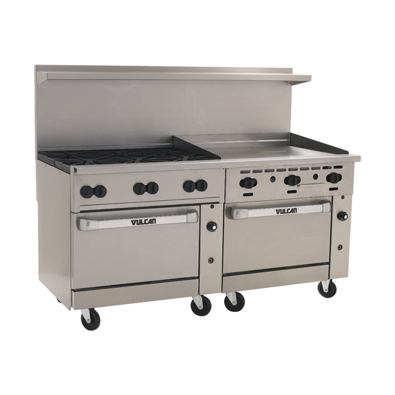 Vulcan 72SC-6B36GT Endurance Gas Range 6 Burners w/ Thermostatic Griddle, Standard & Convection Oven 72" - 310,000 BTU